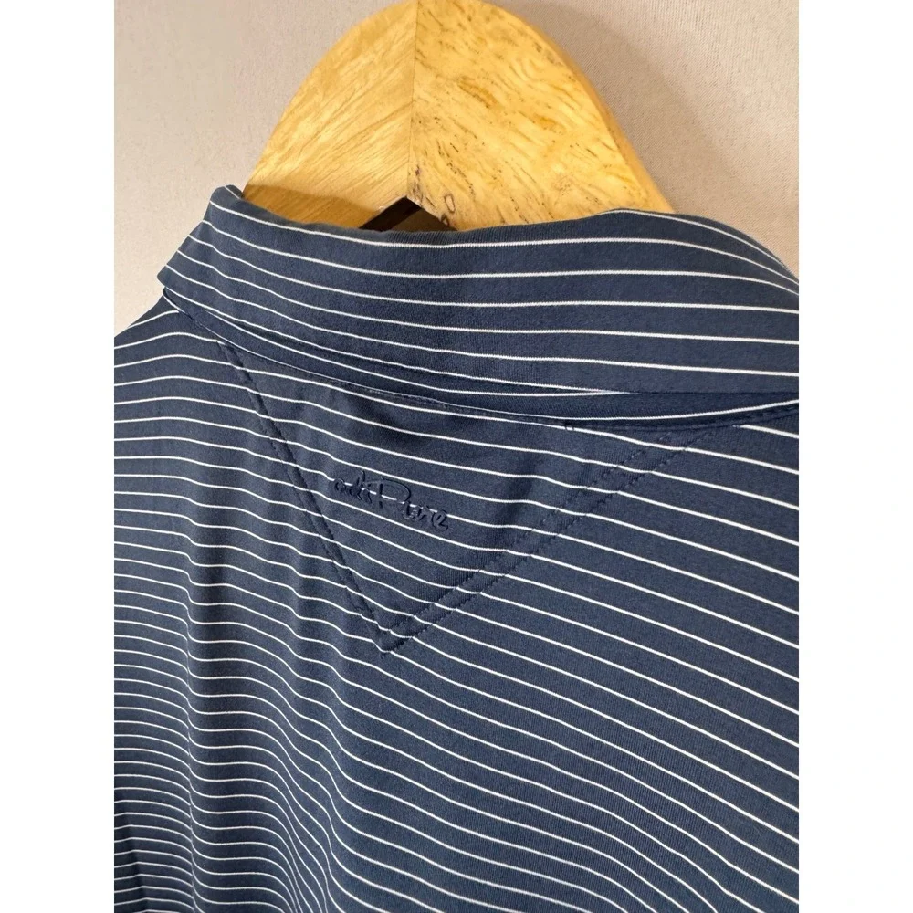 Adidas adiPure Mens Navy Blue White Striped Golf Polo Shirt DT4333 Size M‎